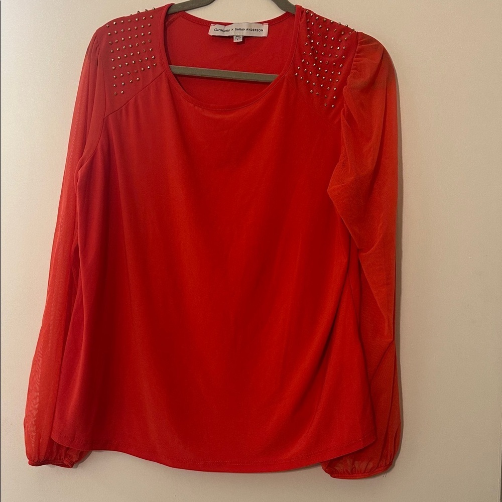 Curations coral Studded Women's Blouse in size large.
